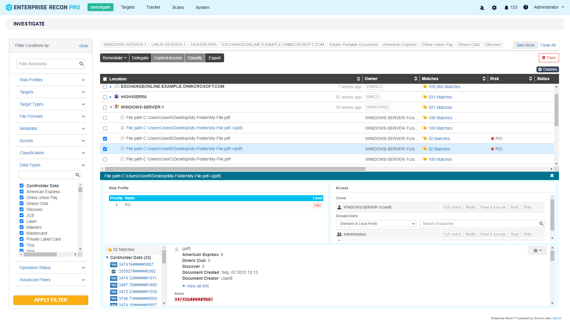 screenshot of Enterprise Recon